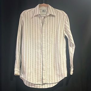 V2/Versace vertical stripe/diamond print long sleeve oxford shirt-breast pocket